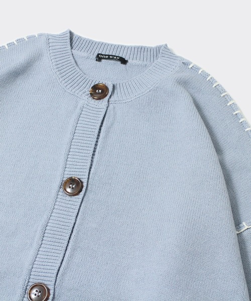 one way（ワンウェイ）の「クルーネック/ハンドステッチBIGカーディガン（カーディガン/ボレロ・レディース・ホワイト/ライトブルー/ベージュ/ライトグリーン・FREE）」の11枚目の写真