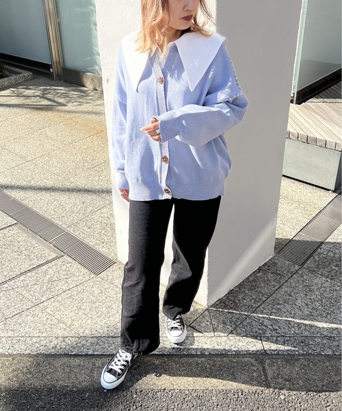 one way（ワンウェイ）の「クルーネック/ハンドステッチBIGカーディガン（カーディガン/ボレロ・レディース・ホワイト/ライトブルー/ベージュ/ライトグリーン・FREE）」の14枚目の写真