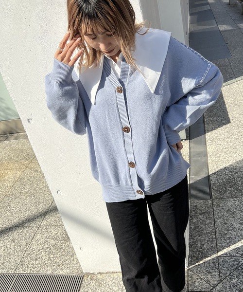 one way（ワンウェイ）の「クルーネック/ハンドステッチBIGカーディガン（カーディガン/ボレロ・レディース・ホワイト/ライトブルー/ベージュ/ライトグリーン・FREE）」の16枚目の写真