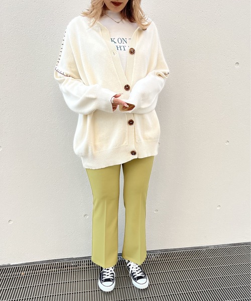 one way（ワンウェイ）の「クルーネック/ハンドステッチBIGカーディガン（カーディガン/ボレロ・レディース・ホワイト/ライトブルー/ベージュ/ライトグリーン・FREE）」の17枚目の写真