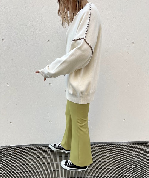 one way（ワンウェイ）の「クルーネック/ハンドステッチBIGカーディガン（カーディガン/ボレロ・レディース・ホワイト/ライトブルー/ベージュ/ライトグリーン・FREE）」の19枚目の写真