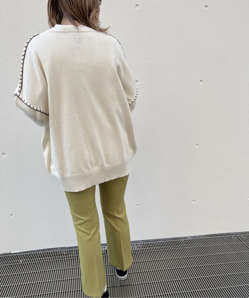 one way（ワンウェイ）の「クルーネック/ハンドステッチBIGカーディガン（カーディガン/ボレロ・レディース・ホワイト/ライトブルー/ベージュ/ライトグリーン・FREE）」の20枚目の写真