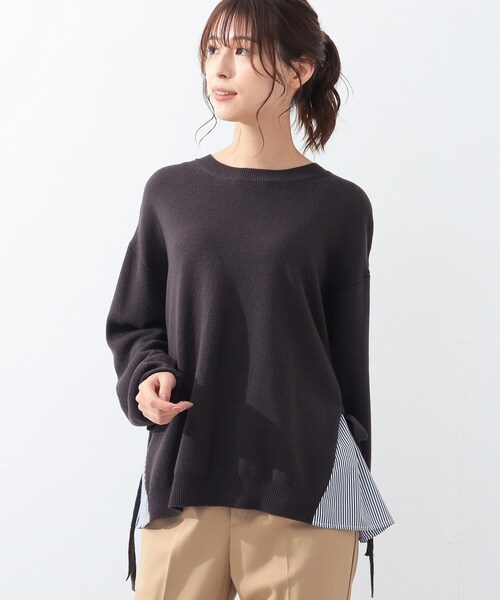 DRESKIP（ドレスキップ）の「◆サイドリボン切り替えニット（ニット/セーター・レディース・オフホワイト/ライトグリーン/グレー系その他/レモンイエロー・02/03/04）」の3枚目の写真