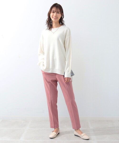 DRESKIP（ドレスキップ）の「◆サイドリボン切り替えニット（ニット/セーター・レディース・オフホワイト/ライトグリーン/グレー系その他/レモンイエロー・02/03/04）」の6枚目の写真