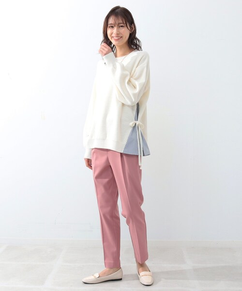 DRESKIP（ドレスキップ）の「◆サイドリボン切り替えニット（ニット/セーター・レディース・オフホワイト/ライトグリーン/グレー系その他/レモンイエロー・02/03/04）」の7枚目の写真