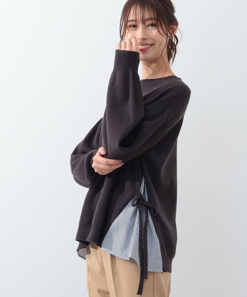 DRESKIP（ドレスキップ）の「◆サイドリボン切り替えニット（ニット/セーター・レディース・オフホワイト/ライトグリーン/グレー系その他/レモンイエロー・02/03/04）」の10枚目の写真