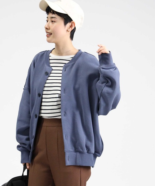 HONEYSUCKLE ROSE(ハニーサックルローズ)の「【HONEYSUCKLE ROSE】裏毛ビッグジャケット(カーディガン/ボレロ・レディース・ブルー/キナリ/ダークグレー・M/L)」の13枚目の写真