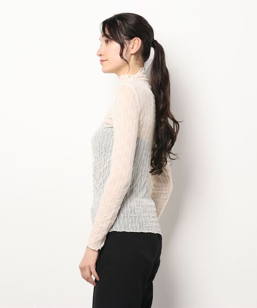 Lace Ladies(レースレディース)の「メロウフリル シースルータートル(Tシャツ/カットソー・レディース・ホワイト/ブラック/アイボリー/モカ・FREE)」の9枚目の写真