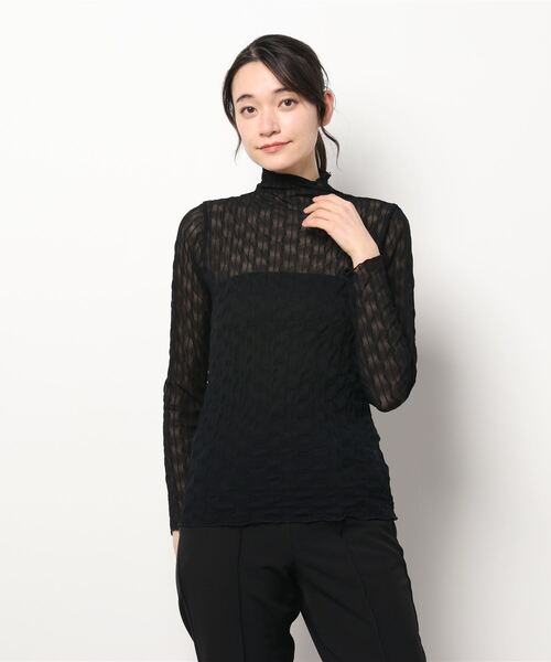 Lace Ladies(レースレディース)の「メロウフリル シースルータートル(Tシャツ/カットソー・レディース・ホワイト/ブラック/アイボリー/モカ・FREE)」の6枚目の写真