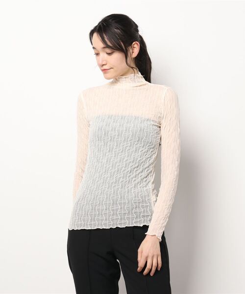 Lace Ladies(レースレディース)の「メロウフリル シースルータートル(Tシャツ/カットソー・レディース・ホワイト/ブラック/アイボリー/モカ・FREE)」の5枚目の写真