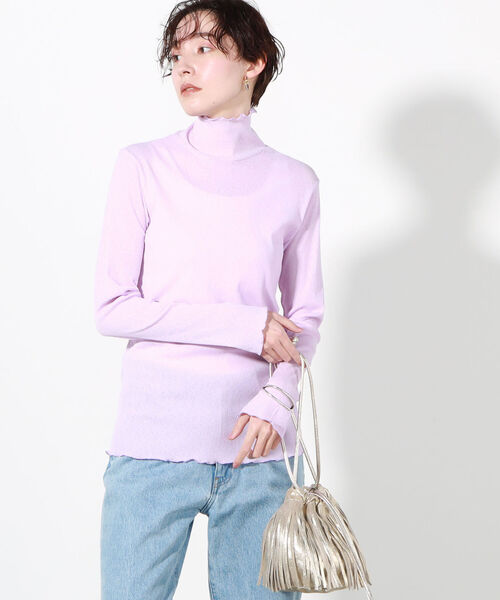 NOLLEY’S(ノーリーズ)の「ドライテレコハイネックプルオーバーカットソー(Tシャツ/カットソー・レディース・オフホワイト/ラベンダー/サックスブルー・FREE)」の3枚目の写真
