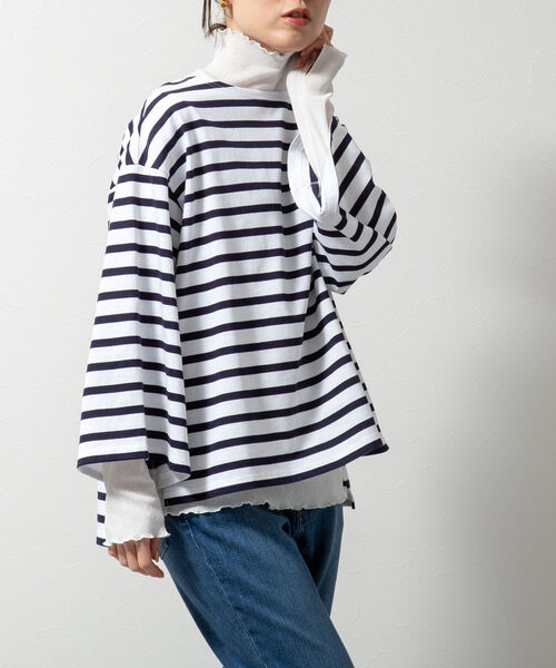 NOLLEY’S(ノーリーズ)の「ドライテレコハイネックプルオーバーカットソー(Tシャツ/カットソー・レディース・オフホワイト/ラベンダー/サックスブルー・FREE)」の1枚目の写真