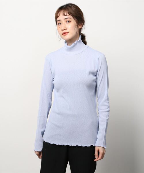 NOLLEY’S(ノーリーズ)の「ドライテレコハイネックプルオーバーカットソー(Tシャツ/カットソー・レディース・オフホワイト/ラベンダー/サックスブルー・FREE)」の2枚目の写真
