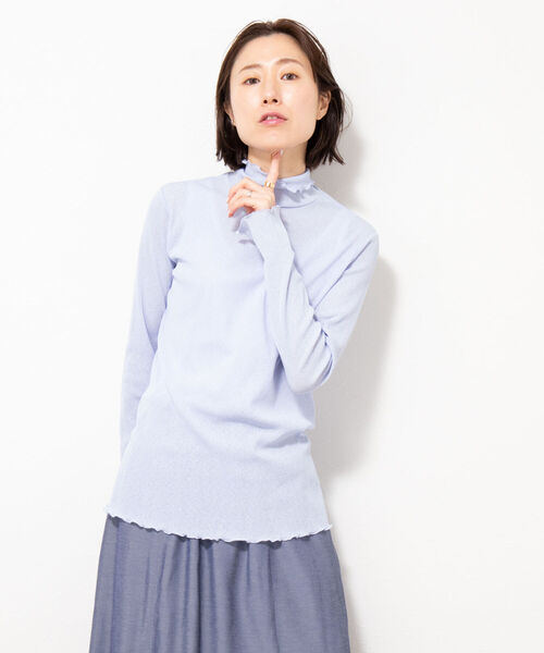 NOLLEY’S(ノーリーズ)の「ドライテレコハイネックプルオーバーカットソー(Tシャツ/カットソー・レディース・オフホワイト/ラベンダー/サックスブルー・FREE)」の4枚目の写真
