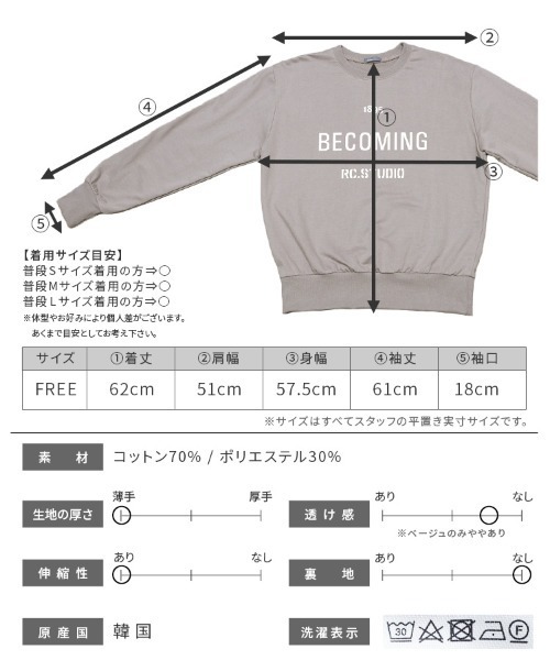 reca(レカ)の「ロゴスウェット(Tシャツ/カットソー・レディース・ベージュ/グレー/グレー系その他・FREE)」の22枚目の写真