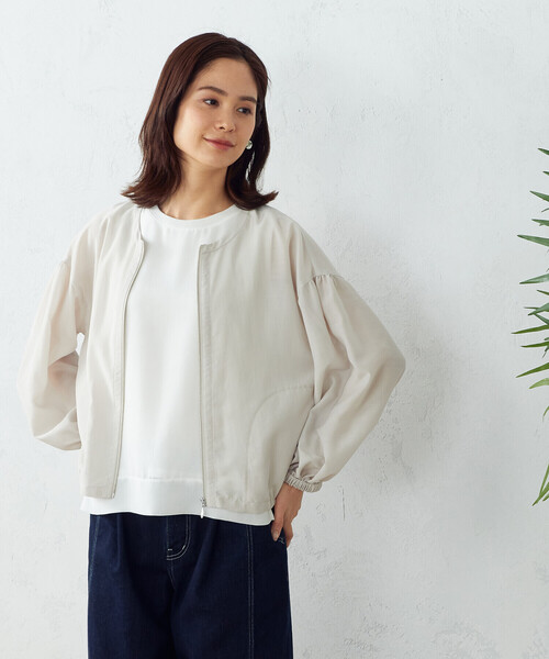 COMME CA ISM(コムサイズム)の「シアーブルゾン(ブルゾン・レディース・ベージュ/グリーン/チャコール・MEDIUM/LARGE)」の9枚目の写真