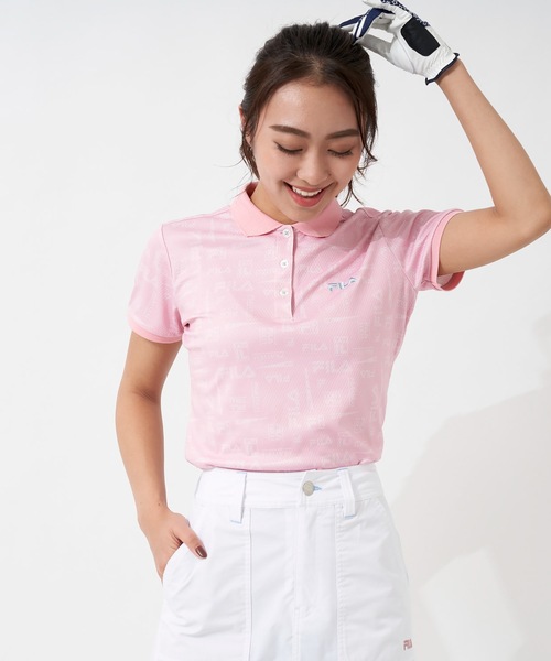 FILA GOLF（フィラゴルフ ）の「【FILA GOLF:フィラゴルフ】レディース 半袖ポロシャツ（ポロシャツ・レディース・ホワイト/ブラック/ライトピンク・SMALL/MEDIUM/LARGE）」の3枚目の写真