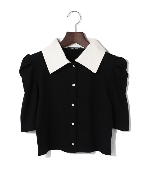 HYEON ホワイト 長袖トップス 襟付き FREEサイズ HYEON ホワイト 長袖トップス 襟付き FREEサイズ ハーフZIP襟