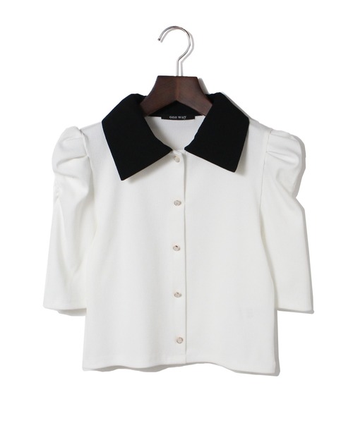 one way（ワンウェイ）の「襟付き5分袖トップス（Tシャツ