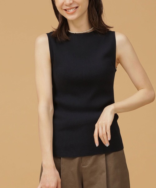 GIZA強撚コットンリブニットノースリーブ