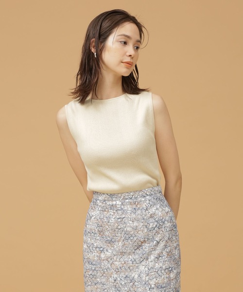 GIZA強撚コットンリブニットノースリーブ