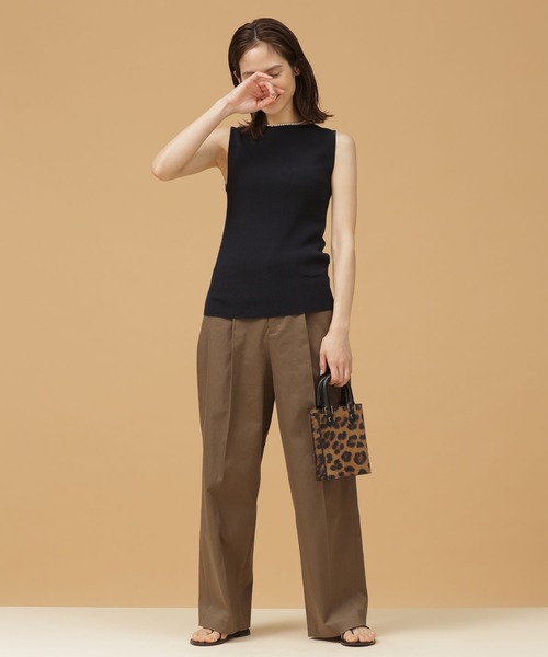 GIZA強撚コットンリブニットノースリーブ