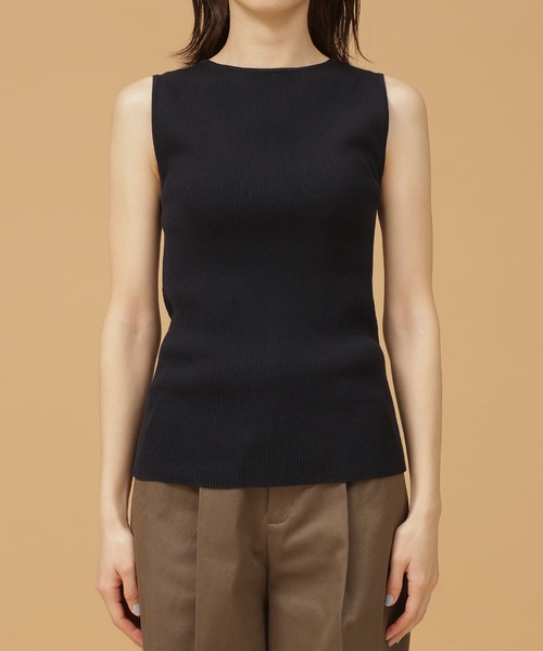 GIZA強撚コットンリブニットノースリーブ