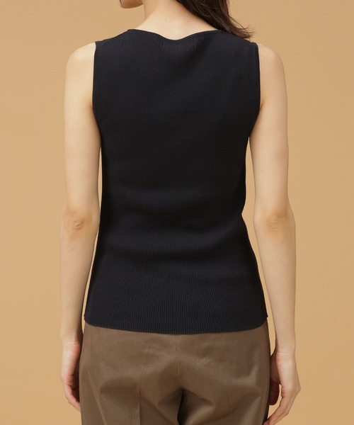 GIZA強撚コットンリブニットノースリーブ