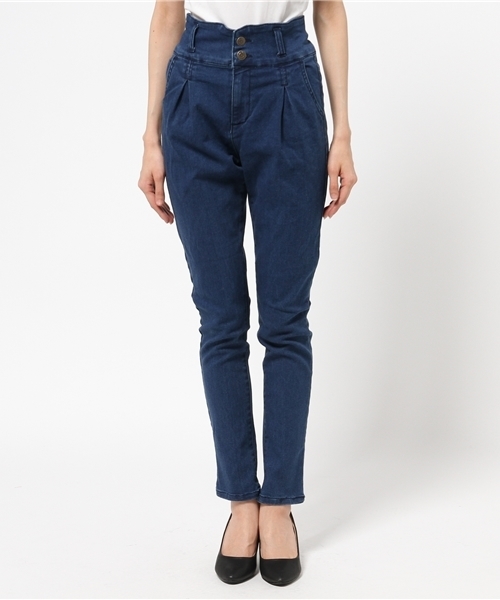 WEGO（ウィゴー）の「WEGO/デニムタックパンツ（デニムパンツ・レディース・ホワイト/インディゴブルー/ダークインディゴブルー・FREE）」の4枚目の写真