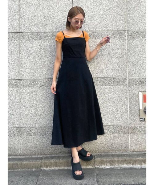 EMODA（エモダ）の「バックレースアップデニムワンピース（ワンピース・レディース・ライトブルー/ブラック/アイボリー・FREE）」の15枚目の写真