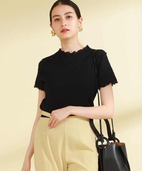 Ray BEAMS（レイビームス）の「Ray BEAMS / フラワー シュリンク ハーフスリーブ Tシャツ（Tシャツ/カットソー・レディース・ミント/オフホワイト/ブラック・ONE SIZE）」の3枚目の写真