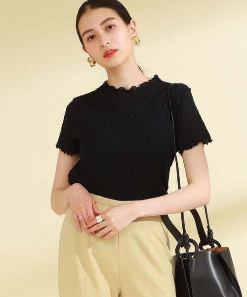 Ray BEAMS（レイビームス）の「Ray BEAMS / フラワー シュリンク ハーフスリーブ Tシャツ（Tシャツ/カットソー・レディース・ミント/オフホワイト/ブラック・ONE SIZE）」の5枚目の写真