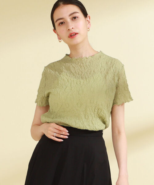 Ray BEAMS（レイビームス）の「Ray BEAMS / フラワー シュリンク ハーフスリーブ Tシャツ（Tシャツ/カットソー・レディース・ミント/オフホワイト/ブラック・ONE SIZE）」の7枚目の写真