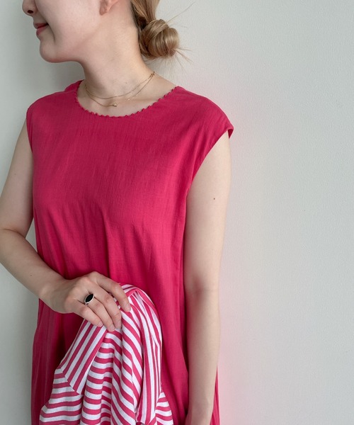 【デミルクスビームス】レースフレア袖ワンピース【36】サーモンピンク　結婚式 デミルクスビームス】レースフレア袖ワンピース【36】サーモン