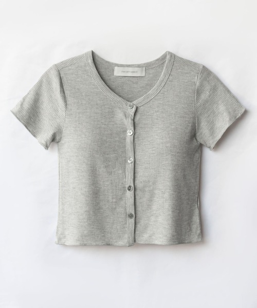 me+em select（ミームセレクト）の「ショート丈リブコンパクトちびTシャツ【韓国製】（Tシャツ/カットソー・レディース・ブラック/グレー/イエロー/アイボリー・FREE）」の13枚目の写真