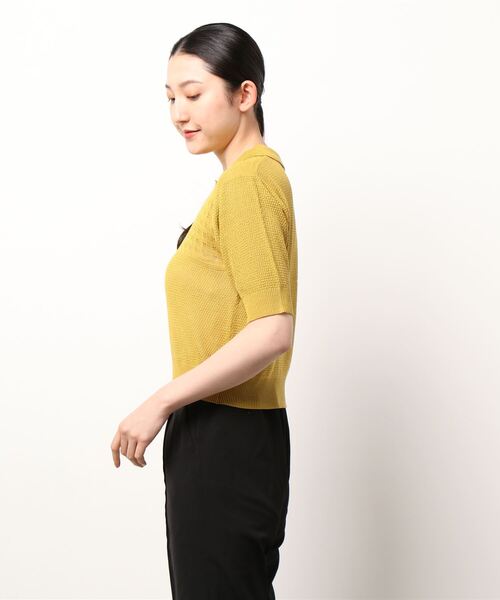 ehka sopo（エヘカソポ）の「襟付透かし編みニット（ニット/セーター・レディース・オフホワイト/イエロー/グリーン・ﾌﾘ-）」の5枚目の写真
