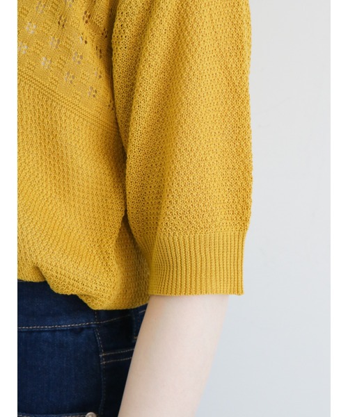 ehka sopo（エヘカソポ）の「襟付透かし編みニット（ニット/セーター・レディース・オフホワイト/イエロー/グリーン・ﾌﾘ-）」の22枚目の写真