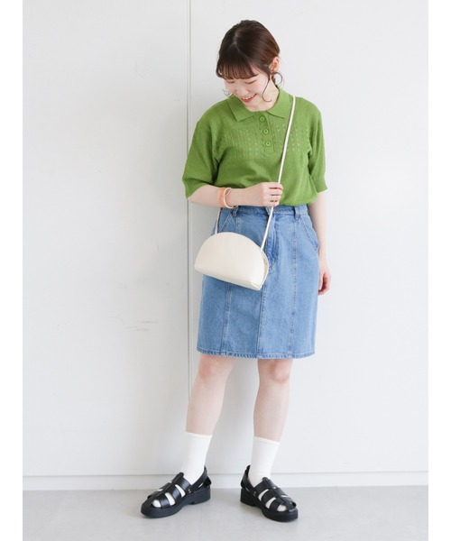 ehka sopo（エヘカソポ）の「襟付透かし編みニット（ニット/セーター・レディース・オフホワイト/イエロー/グリーン・ﾌﾘ-）」の20枚目の写真