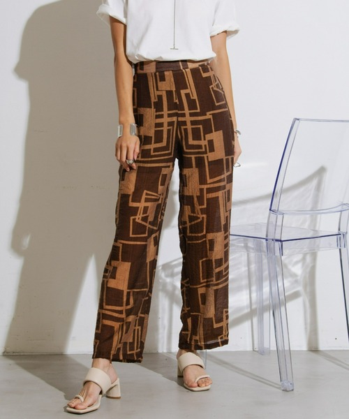 AIC.(エーアイシー)の「【再入荷】幾何学柄シアーストレートパンツ(その他パンツ・レディース・ブラック/ブラウン・FREE)」の5枚目の写真
