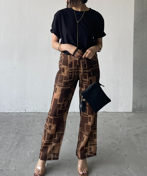 AIC.(エーアイシー)の「【再入荷】幾何学柄シアーストレートパンツ(その他パンツ・レディース・ブラック/ブラウン・FREE)」の16枚目の写真
