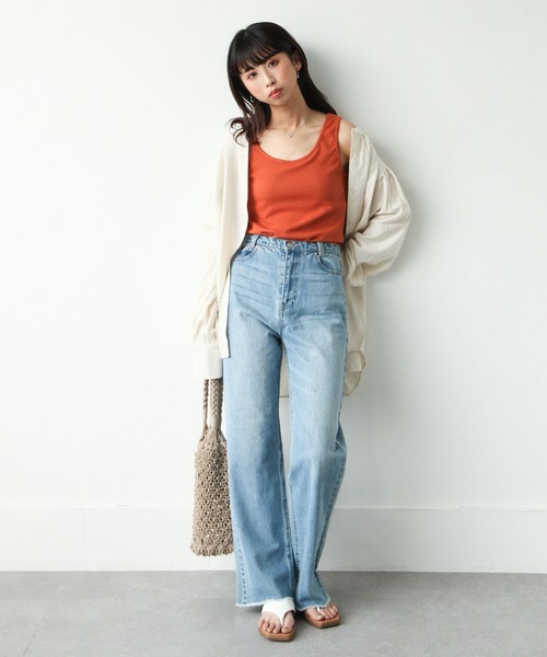 Chillfar（チルファー）の「カップ付アシメキャミタンク（タンクトップ・レディース・ブラック/オフホワイト/オレンジ/グレイッシュベージュ/グリーン系・FREE）」の16枚目の写真