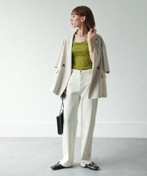 Chillfar（チルファー）の「カップ付アシメキャミタンク（タンクトップ・レディース・ブラック/オフホワイト/オレンジ/グレイッシュベージュ/グリーン系・FREE）」の10枚目の写真