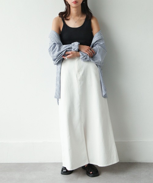 Chillfar（チルファー）の「カップ付アシメキャミタンク（タンクトップ・レディース・ブラック/オフホワイト/オレンジ/グレイッシュベージュ/グリーン系・FREE）」の14枚目の写真