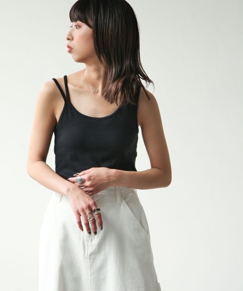 Chillfar（チルファー）の「カップ付アシメキャミタンク（タンクトップ・レディース・ブラック/オフホワイト/オレンジ/グレイッシュベージュ/グリーン系・FREE）」の18枚目の写真