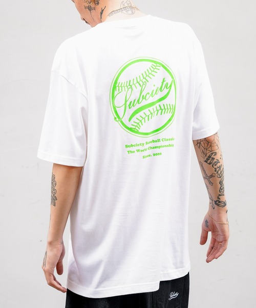 Subciety（サブサエティ）の「LEAGUE TEE（Tシャツ/カットソー・メンズ・ホワイト系その他/ホワイト×ブルー/ネイビー/ホワイト×グリーン/ブラック×イエロー・LARGE/MEDIUM/X-LARGE/XX-LARGE/SMALL）」の2枚目の写真