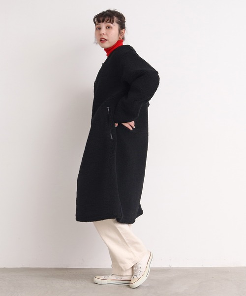 CHILD WOMAN（チャイルドウーマン）の「エコペル リサイクルボア ノーカラBIGコート（ダウンジャケット/コート・レディース・ブラック/ベージュ/カーキ/ピンク・FREE）」の22枚目の写真