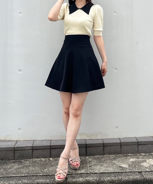 titty＆Co. PETIT by poyo（ティティーアンドコープティバイポヨ）の「【titty&Co. PETIT by POYO】バイカラーリブニットトップス（ニット/セーター・レディース・ホワイト・FREE）」の9枚目の写真