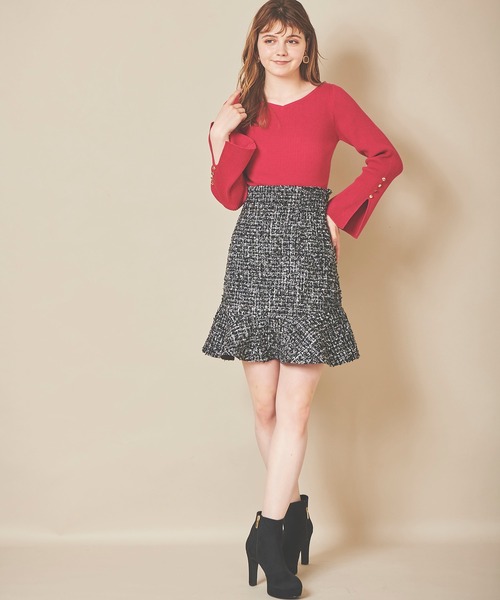 31 Sons de mode（トランテアン　ソン　ドゥ　モード）の「ツイードミニ台形スカート（スカート・レディース・ブラック/パープル/ブラウン・36/38）」の4枚目の写真