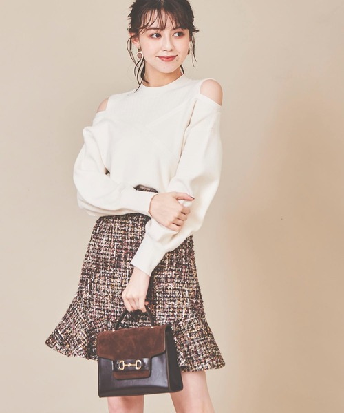 31 Sons de mode（トランテアン　ソン　ドゥ　モード）の「ツイードミニ台形スカート（スカート・レディース・ブラック/パープル/ブラウン・36/38）」の13枚目の写真