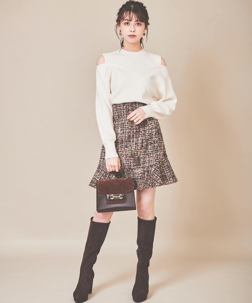 31 Sons de mode（トランテアン　ソン　ドゥ　モード）の「ツイードミニ台形スカート（スカート・レディース・ブラック/パープル/ブラウン・36/38）」の19枚目の写真